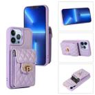 For iPhone 13 Pro Max Card Slot Leather Phone Case(Purple) - 1