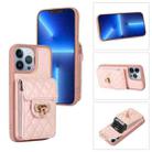 For iPhone 13 Pro Max Card Slot Leather Phone Case(Pink) - 1