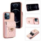For iPhone 12 Pro Max Card Slot Leather Phone Case(Pink) - 1