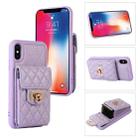 For iPhone XS Max Card Slot Leather Phone Case(Purple) - 1