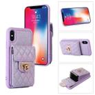 For iPhone XS / X Card Slot Leather Phone Case(Purple) - 1
