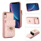 For iPhone XR Card Slot Leather Phone Case(Pink) - 1