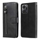 For Honor X7a Calf Texture Zipper Leather Phone Case(Black) - 1