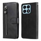 For Honor X8a Calf Texture Zipper Leather Phone Case(Black) - 1