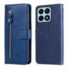 For Honor X8a Calf Texture Zipper Leather Phone Case(Blue) - 1