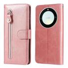 For Honor X9a/X40 5G/Magic5 Lite Calf Texture Zipper Leather Phone Case(Rose Gold) - 1