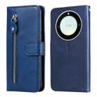 For Honor X9a/X40 5G/Magic5 Lite Calf Texture Zipper Leather Phone Case(Blue) - 1