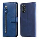 For OPPO Reno8 T 4G Calf Texture Zipper Leather Phone Case(Blue) - 1