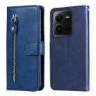 For vivo V25 5G/V25e 4G Calf Texture Zipper Leather Phone Case(Blue) - 1