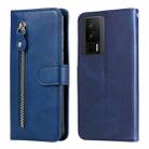 For Xiaomi Redmi K60/K60 Pro Calf Texture Zipper Leather Phone Case(Blue) - 1