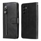 For Samsung Galaxy A24 4G Calf Texture Zipper Leather Phone Case(Black) - 1