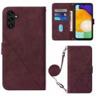 For Samsung Galaxy A54 5G Crossbody 3D Embossed Flip Leather Phone Case(Wine Red) - 1