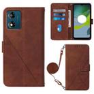 For Motorola Moto E13 Crossbody 3D Embossed Flip Leather Phone Case(Brown) - 1