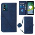 For Motorola Moto E13 Crossbody 3D Embossed Flip Leather Phone Case(Blue) - 1