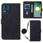 For Motorola Moto E13 Crossbody 3D Embossed Flip Leather Phone Case(Black) - 1