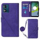 For Motorola Moto E13 Crossbody 3D Embossed Flip Leather Phone Case(Purple) - 1