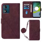 For Motorola Moto E13 Crossbody 3D Embossed Flip Leather Phone Case(Wine Red) - 1