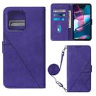 For Motorola Moto Edge+ 2023 Crossbody 3D Embossed Flip Leather Phone Case(Purple) - 1