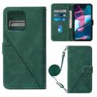 For Motorola Moto Edge+ 2023 Crossbody 3D Embossed Flip Leather Phone Case(Dark Green) - 1