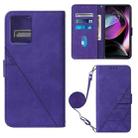 For Motorola Moto G 5G 2023 Crossbody 3D Embossed Flip Leather Phone Case(Purple) - 1