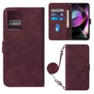 For Motorola Moto G 5G 2023 Crossbody 3D Embossed Flip Leather Phone Case(Wine Red) - 1