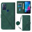 For Motorola Moto G Play 2023 / G Power 2022 / G Pure 2021 Crossbody 3D Embossed Flip Leather Phone Case(Dark Green) - 1