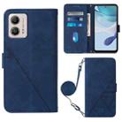 For Motorola Moto G53 / G23 / G13 Crossbody 3D Embossed Flip Leather Phone Case(Blue) - 1