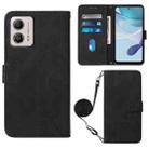 For Motorola Moto G53 / G23 / G13 Crossbody 3D Embossed Flip Leather Phone Case(Black) - 1