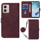 For Motorola Moto G53 / G23 / G13 Crossbody 3D Embossed Flip Leather Phone Case(Wine Red) - 1