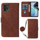 For Motorola Moto G72 Crossbody 3D Embossed Flip Leather Phone Case(Brown) - 1