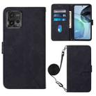 For Motorola Moto G72 Crossbody 3D Embossed Flip Leather Phone Case(Black) - 1