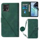 For Motorola Moto G72 Crossbody 3D Embossed Flip Leather Phone Case(Dark Green) - 1