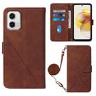 For Motorola Moto G73 Crossbody 3D Embossed Flip Leather Phone Case(Brown) - 1