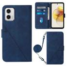 For Motorola Moto G73 Crossbody 3D Embossed Flip Leather Phone Case(Blue) - 1