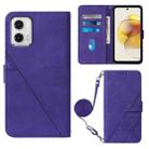 For Motorola Moto G73 Crossbody 3D Embossed Flip Leather Phone Case(Purple) - 1