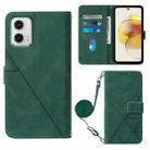 For Motorola Moto G73 Crossbody 3D Embossed Flip Leather Phone Case(Dark Green) - 1