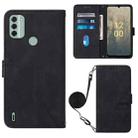 For Nokia C31 Crossbody 3D Embossed Flip Leather Phone Case(Black) - 1