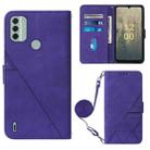 For Nokia C31 Crossbody 3D Embossed Flip Leather Phone Case(Purple) - 1