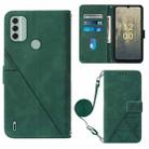 For Nokia C31 Crossbody 3D Embossed Flip Leather Phone Case(Dark Green) - 1