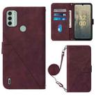 For Nokia C31 Crossbody 3D Embossed Flip Leather Phone Case(Wine Red) - 1