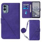 For Nokia X30 5G Crossbody 3D Embossed Flip Leather Phone Case(Purple) - 1