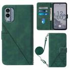 For Nokia X30 5G Crossbody 3D Embossed Flip Leather Phone Case(Dark Green) - 1