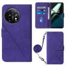 For OnePlus 11 Crossbody 3D Embossed Flip Leather Phone Case(Purple) - 1