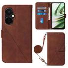 For OnePlus Nord CE3 5G Crossbody 3D Embossed Flip Leather Phone Case(Brown) - 1