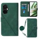 For OnePlus Nord CE3 5G Crossbody 3D Embossed Flip Leather Phone Case(Dark Green) - 1