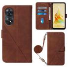 For OPPO  Reno 8T 4G Global Crossbody 3D Embossed Flip Leather Phone Case(Brown) - 1