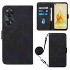 For OPPO  Reno 8T 4G Global Crossbody 3D Embossed Flip Leather Phone Case(Black) - 1