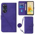 For OPPO  Reno 8T 4G Global Crossbody 3D Embossed Flip Leather Phone Case(Purple) - 1