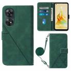 For OPPO  Reno 8T 4G Global Crossbody 3D Embossed Flip Leather Phone Case(Dark Green) - 1