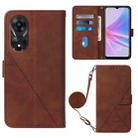 For OPPO A78 / A58 Crossbody 3D Embossed Flip Leather Phone Case(Brown) - 1